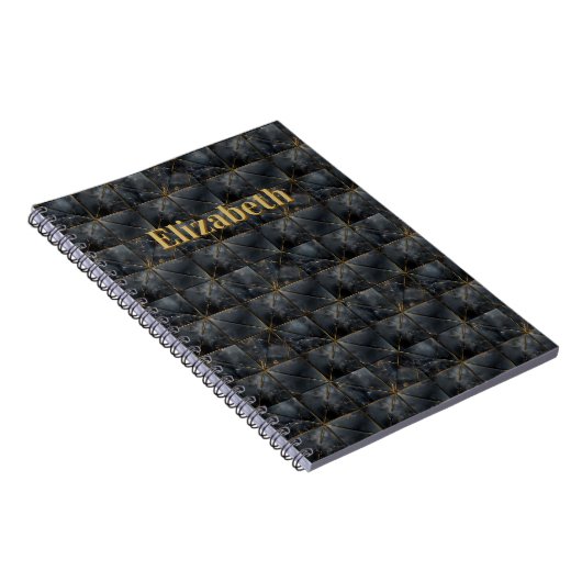 Carnet Black Onyx Tiled Pattern Name Monogram (Côté Droit)