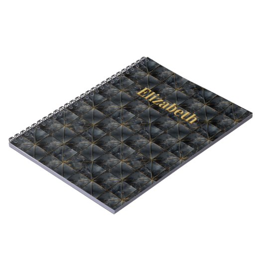 Carnet Black Onyx Tiled Pattern Name Monogram (Côté gauche)