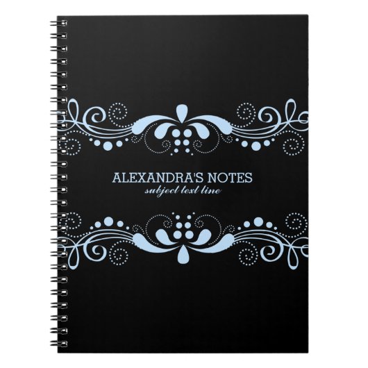 Carnet Black & Pastel Blue Tones Floral Lace Frame (Devant)