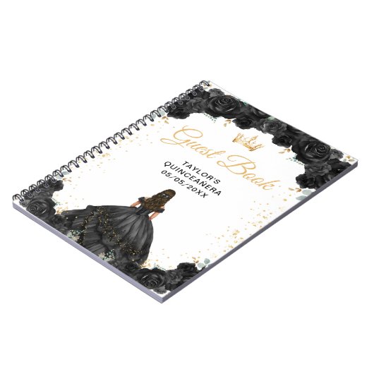 Carnet Black Princess Quinceañera Guest Book (Côté gauche)
