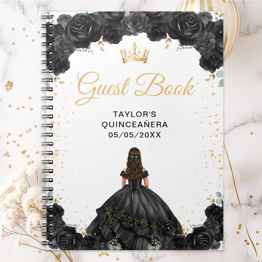 Carnet Black Princess Quinceañera Guest Book