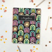 Carnet Black Rainbows & Suns Motif Kids Back to School