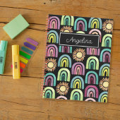 Carnet Black Rainbows & Suns Motif Kids Back to School