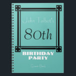 Carnet Black retro frame 80th Birthday Party Guest Book<br><div class="desc">Vintage and retro style for this customizable 80th birthday Party Guest book  with a black frame and light drop shadow. You can easily change color background and text (font,  color,  size and position) by clicking the customize button.</div>