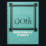Carnet Black retro frame 90th Birthday Party Guest Book<br><div class="desc">Vintage and retro style for this customizable 90th birthday Party Guest book  with a black frame and light drop shadow. You can easily change color background and text (font,  color,  size and position) by clicking the customize button.</div>