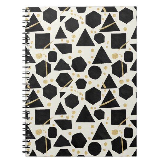 Carnet Black Shapes and Gold Confetti Pattern (Devant)