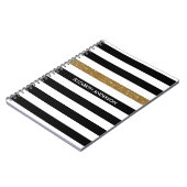 Carnet Black Stripes FAUX Gold Glitz et Nom (Côté gauche)
