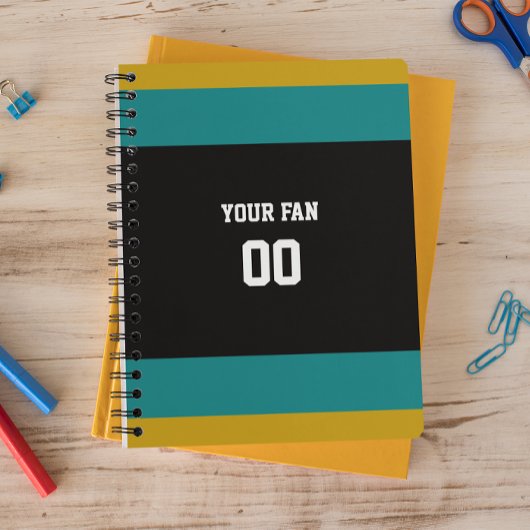 Carnet Black, Teal & Gold Football Team Personalized