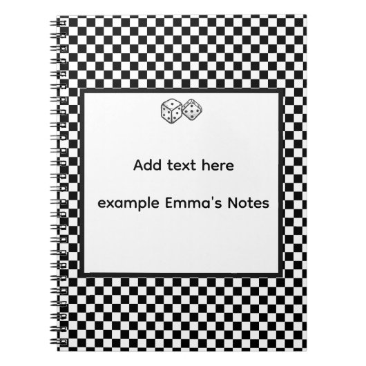 Carnet Black & White Checkerboard Notepad | Editable Pers (Devant)