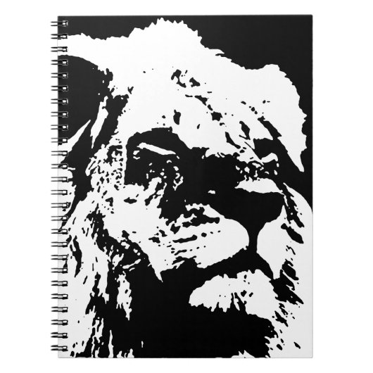 Carnet Black & white lion pop art (Devant)