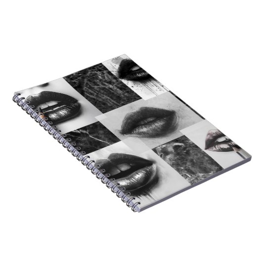 Carnet Black & White Lips Collage Spiral Notebook (Côté Droit)