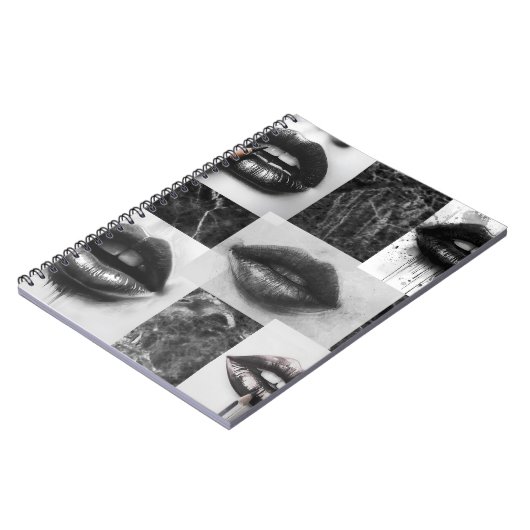 Carnet Black & White Lips Collage Spiral Notebook (Côté gauche)