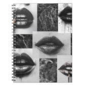 Carnet Black & White Lips Collage Spiral Notebook (Devant)
