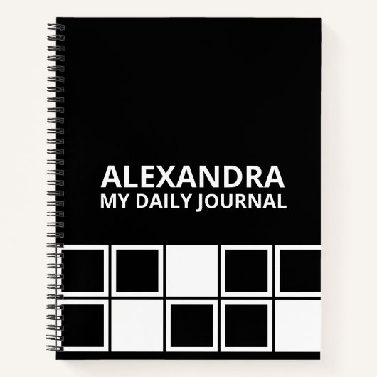 Carnet Black White Minimal Modern Squared Daily (Devant)