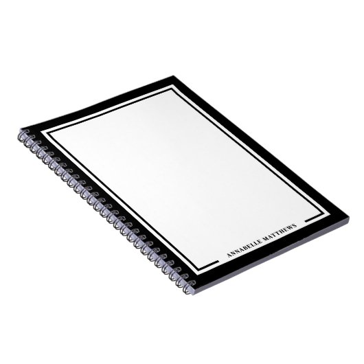 Carnet Black White Name Monogram (Côté Droit)