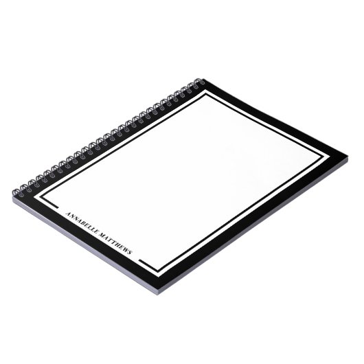 Carnet Black White Name Monogram (Côté gauche)