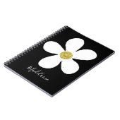 Carnet Black White Simple Daisy Gold Personal School (Côté gauche)