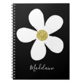Carnet Black White Simple Daisy Gold Personal School (Devant)