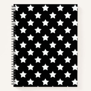 Carnet Black White Stars Motif Décor