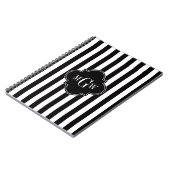 Carnet Black White Stripe Black Quatrefoil 3 Monogramme (Côté gauche)