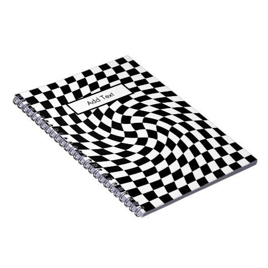 Carnet Black & White Warped Checkered Pattern Custom (Côté Droit)