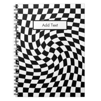 Carnet Black & White Warped Checkered Pattern Custom