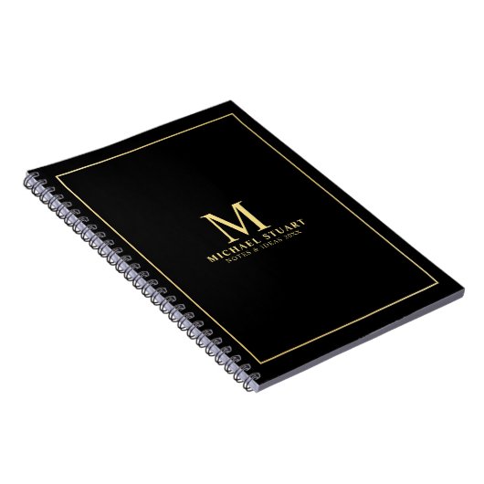Carnet Black with Gold Personalized Monogram and Name (Côté Droit)