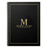 Carnet Black with Gold Personalized Monogram and Name (Devant)