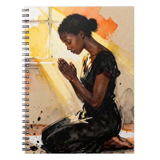 Carnet Black Woman Praying | Impasto Abstract Art (Devant)