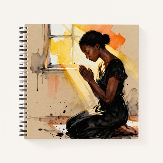 Carnet Black Woman Praying | Impasto Abstract Art (Devant)