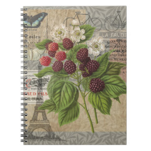 Carnet Blackberries Floral Garden Flower Papillon Art