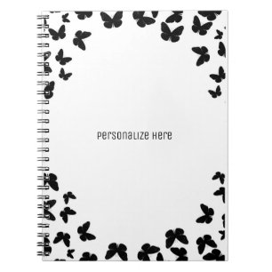 Carnet Blanc avec papillons noirs Personnalisé sur mesure