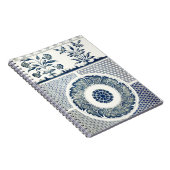 Carnet Blanc bleu Floral chinois rond (Côté Droit)