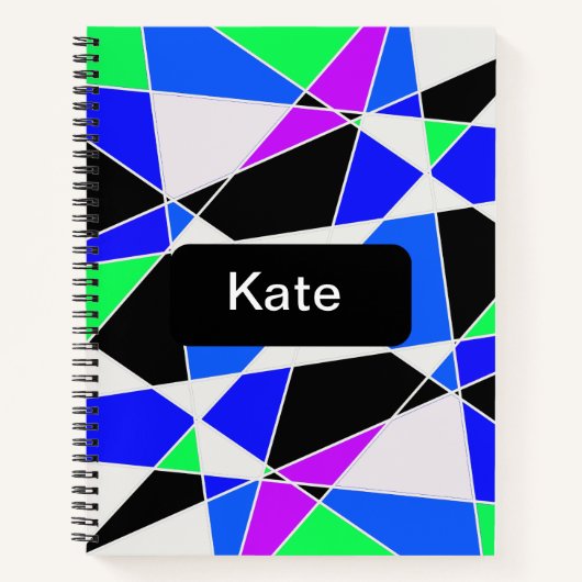Carnet Blanc bleu Violet triangle abstrait (Devant)