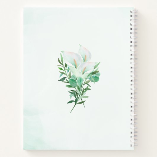 Carnet Blanc Calla Lily Mariage d'aquarelle (Dos)
