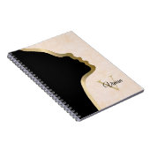 Carnet Blanc Crème Batik Noir Et Or Nom Visage (Côté Droit)