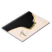 Carnet Blanc Crème Batik Noir Et Or Nom Visage (Côté gauche)
