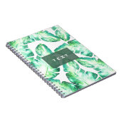 Carnet Blanc de plage vert feuilles tropicales chic (Côté Droit)