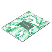 Carnet Blanc de plage vert feuilles tropicales chic (Côté gauche)