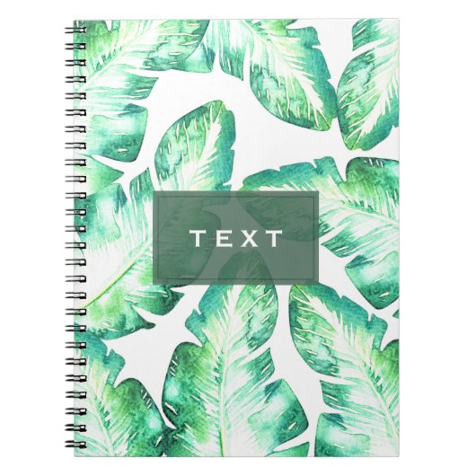 Carnet Blanc de plage vert feuilles tropicales chic (Devant)