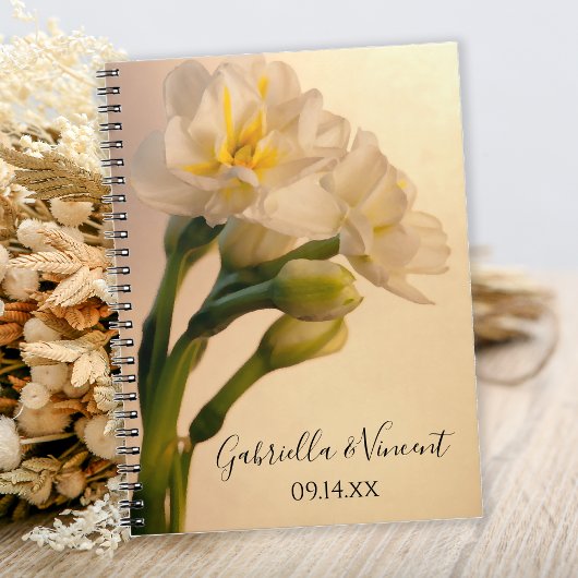 Carnet Blanc Double Daffodils Printemps Mariage