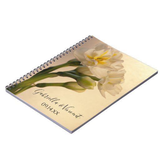 Carnet Blanc Double Daffodils Printemps Mariage (Côté gauche)