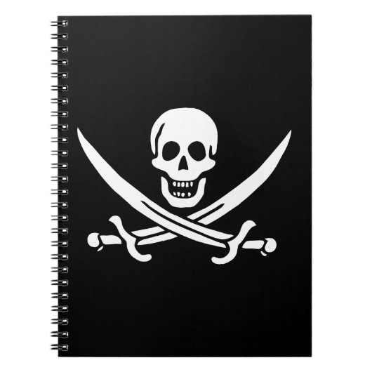Carnet Blanc, Drapeau Pirate Calico Jack, Crâne & Cutlass (Devant)