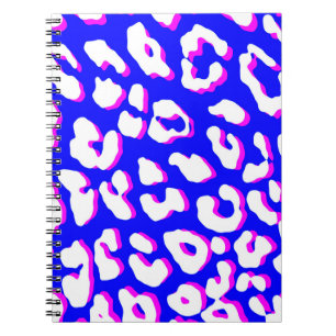 Carnet Blanc Empreinte de léopard bleu rose