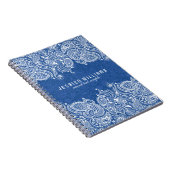 Carnet Blanc Et Bleu Marine Flore Paisley Dentelle (Côté Droit)