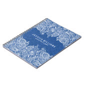 Carnet Blanc Et Bleu Marine Flore Paisley Dentelle (Côté gauche)