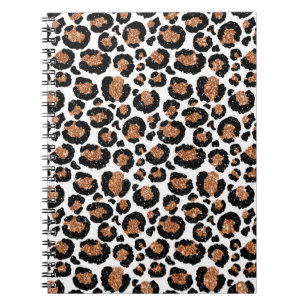 Carnet Blanc et guépard de feuille d'or - motif de