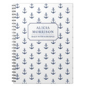 Carnet Blanc fait sur commande de motif nautique d'Ancre (Devant)