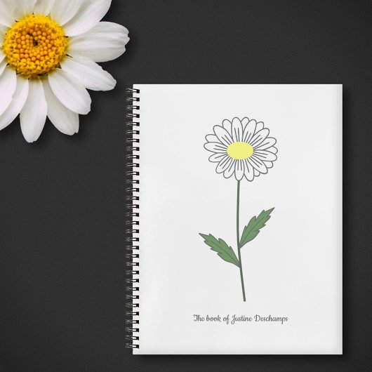 Carnet blanc Fleur de marguerite botanique