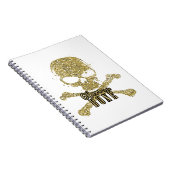 Carnet Blanc Glam jusqu'à l'os Crâne Paillettes Or (Côté Droit)